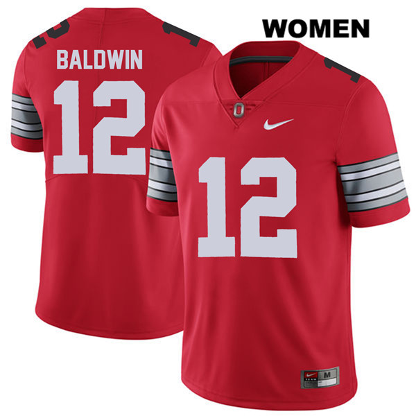 Ohio State Buckeyes Women's Matthew Baldwin #12 Red Authentic Nike 2018 Spring Game College NCAA Stitched Football Jersey EM19G04QV